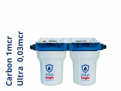 AQUA Logic - Inline Duo 3/8 - Carbon + Ultra Full Size - 0,03mcr - 5 INCH - (inbouw-waterfilter)