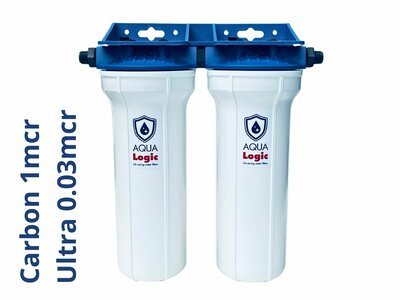AQUA Logic - Inline Duo 3/8 - Carbon + Ultra Full-Size - 0,03mcr - 10 INCH - Gen2 - (Inbouw Waterfilter)